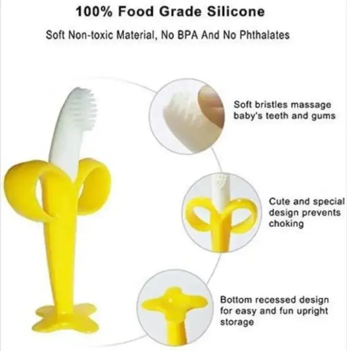 Baby Silicone Banana Teether for Babies – Baby Banana Teether – Banana Tooth Brush