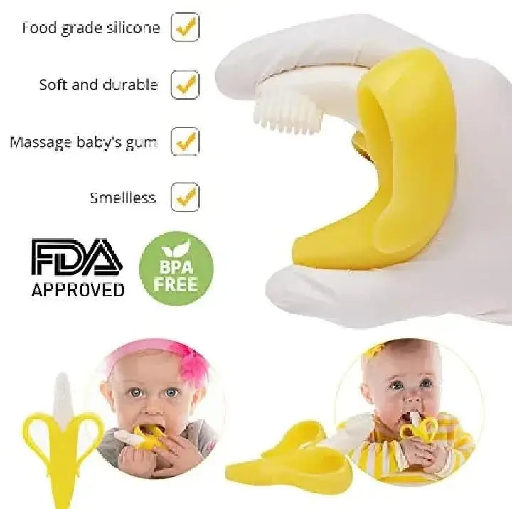 Baby Silicone Banana Teether for Babies – Baby Banana Teether – Banana Tooth Brush