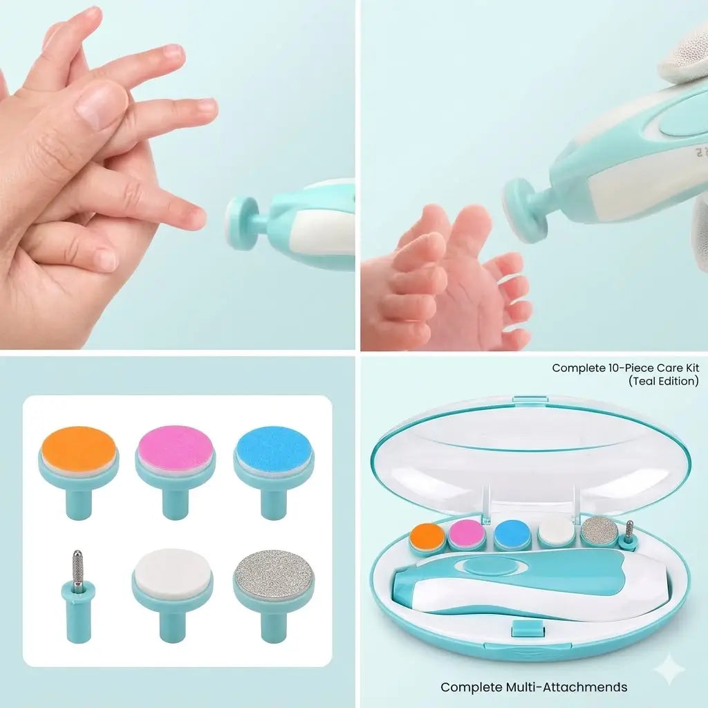 Electric Baby Nail Trimmer & Filer Set - 6 in 1 Safe Baby Nail Cutter with Storage Box