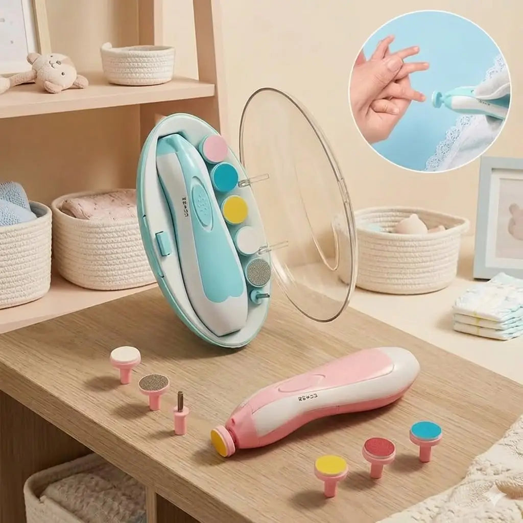 Electric Baby Nail Trimmer & Filer Set - 6 in 1 Safe Baby Nail Cutter with Storage Box