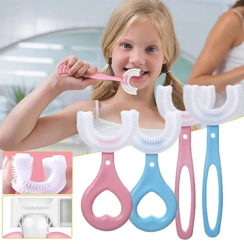Easy-Grip U-Shaped Silicone Kids Toothbrush for Deep Cleaning (2-12 Years)