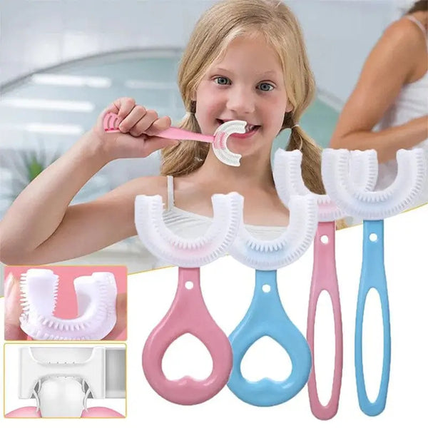 Easy-Grip U-Shaped Silicone Kids Toothbrush for Deep Cleaning (2-12 Years)