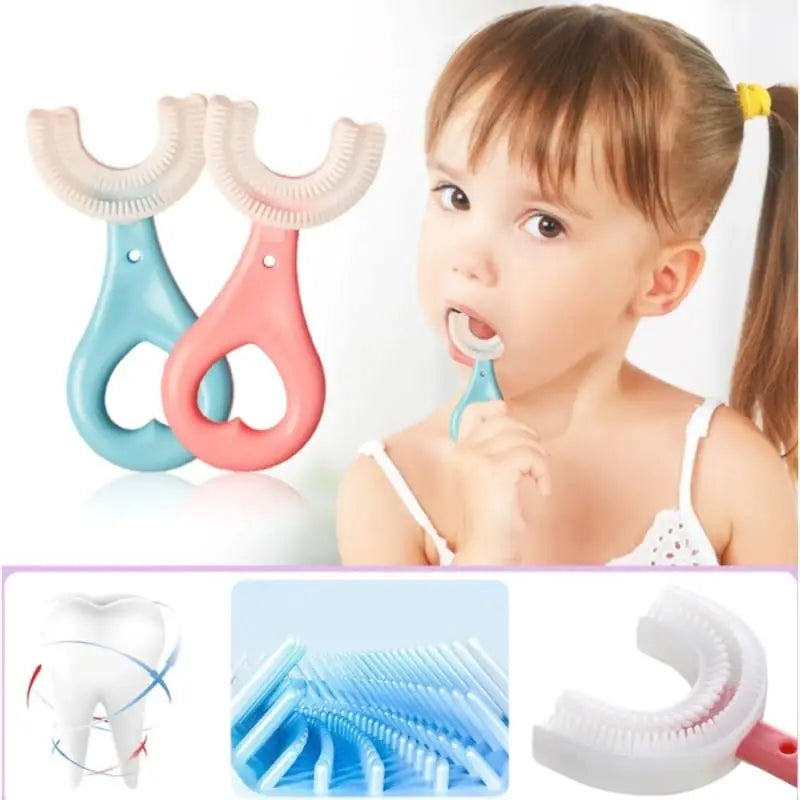 Easy-Grip U-Shaped Silicone Kids Toothbrush for Deep Cleaning (2-12 Years)